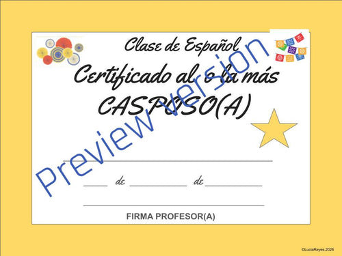 Spanish Class End of Year Awards Template - Colombian- Latin-American Spanish
