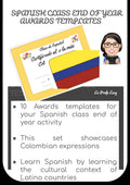 Spanish Class End of Year Awards Template - Colombian- Latin-American Spanish