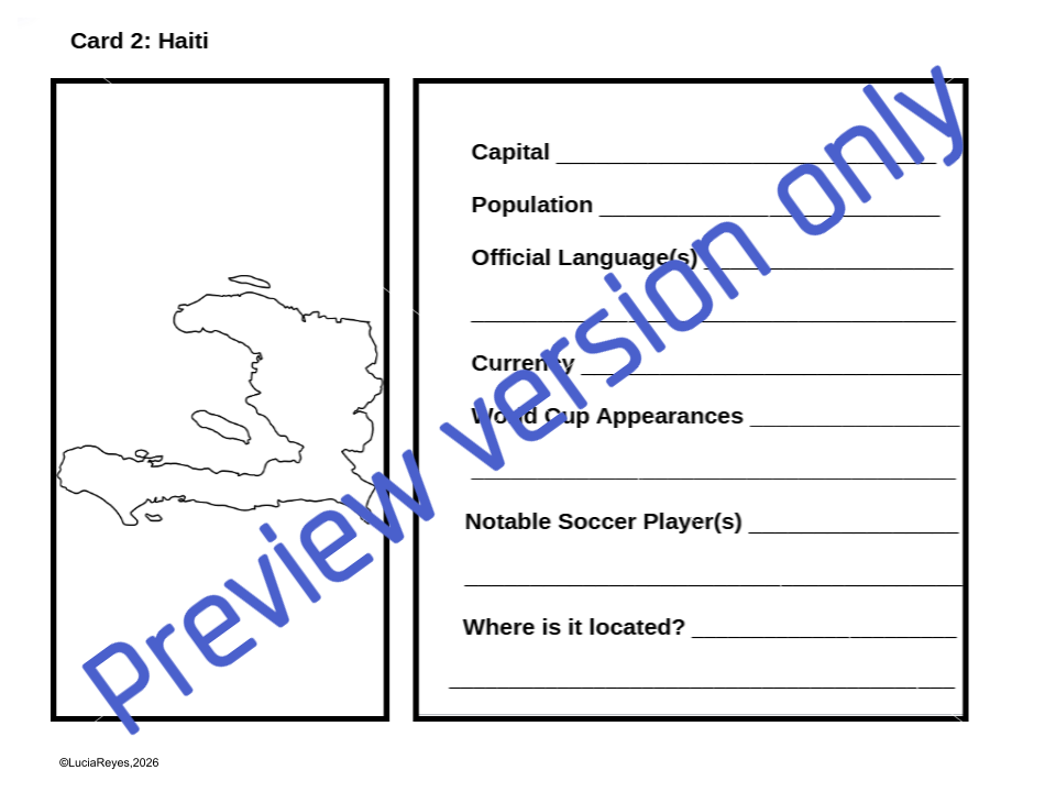 2026 FIFA World Cup Country Cards | ESL Geography & Cultural Awareness