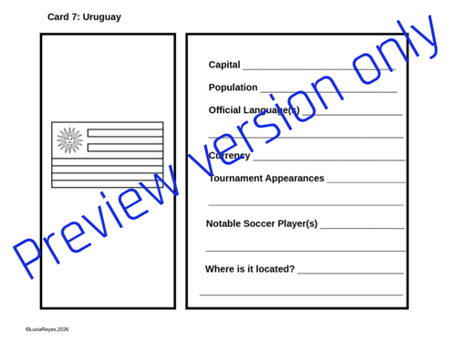 2026 Global Soccer Tournament Country Cards | ESL Geography & Cultural Awareness
