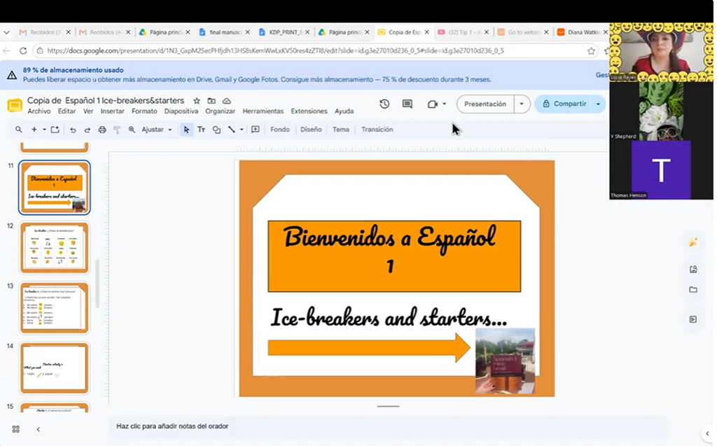 SPANISH/ EspañoI I: Icebreakers & Starters (Google slides) Teachers' Resources