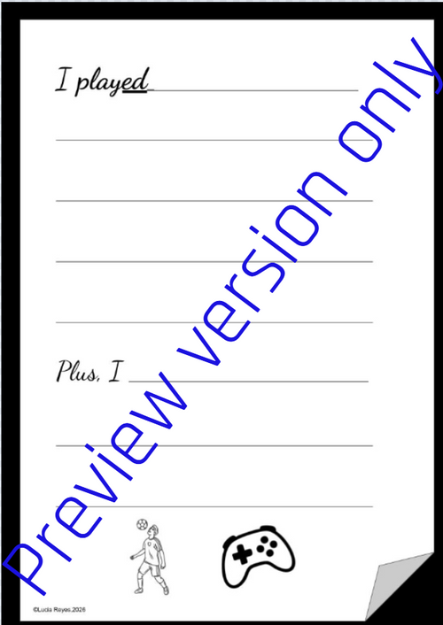 ESL/EFL Writing Journal My Summer Break 5 Printable Pages | Back-to-School Writing Activity