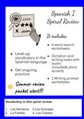 Summer Packet- Spanish I Spiral Review with Audios included (Latino accent)