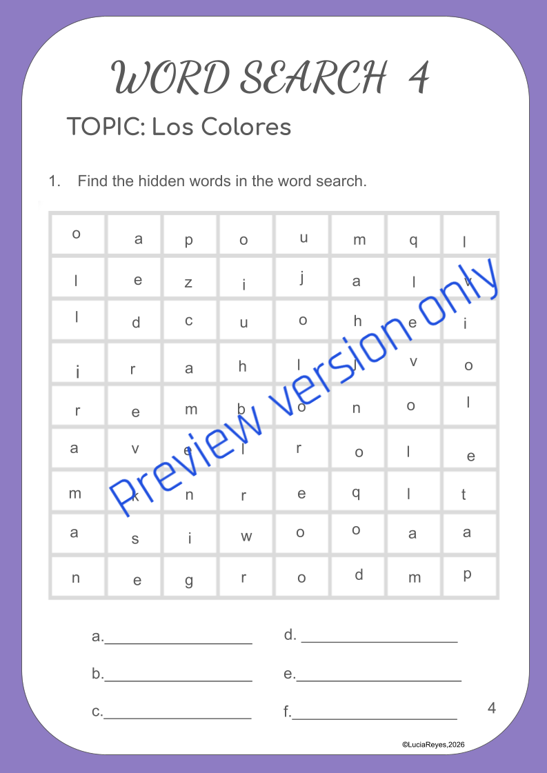 Summer Packet- Spanish I Spiral Review with Audios included (Latino accent)