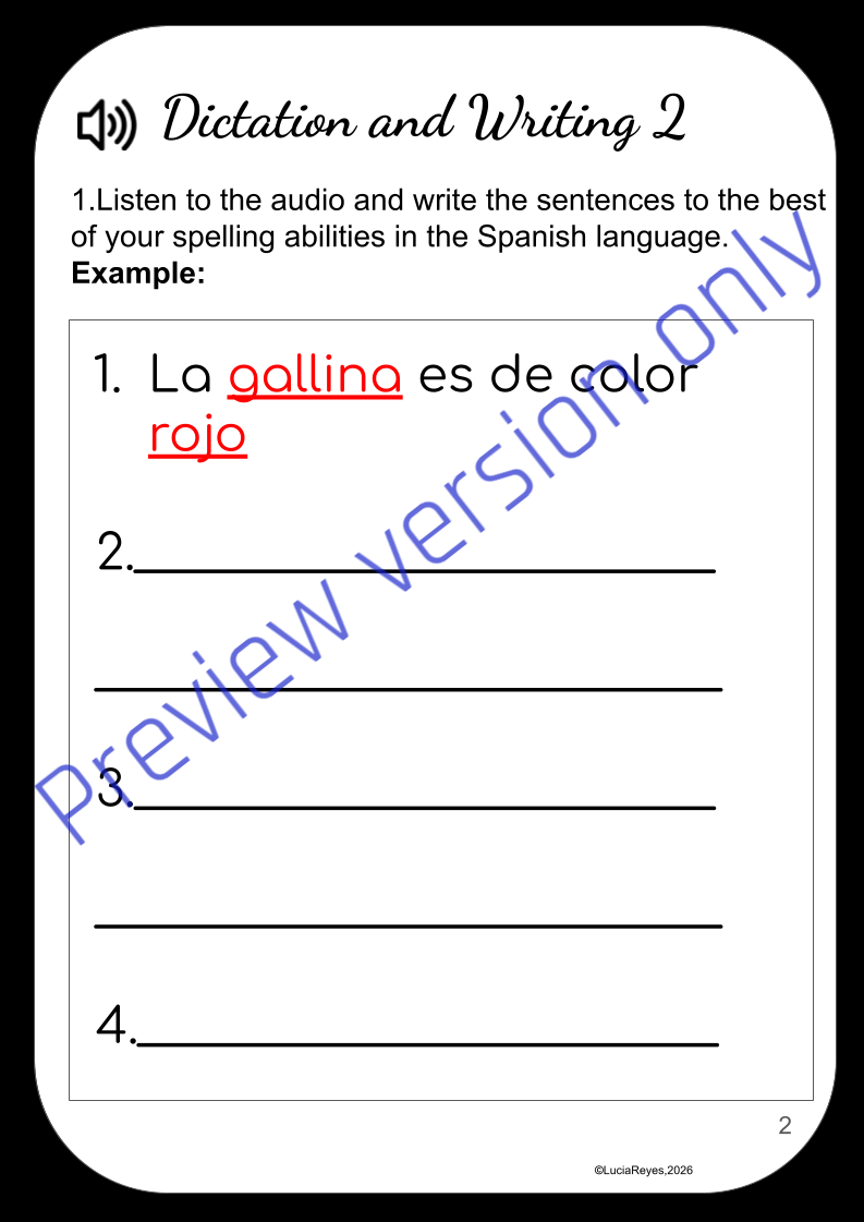 Summer Packet- Spanish I Spiral Review with Audios included (Latino accent)