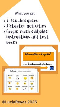 SPANISH/ EspañoI I: Icebreakers & Starters (Google slides) Teachers' Resources